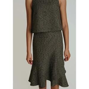 NEW LAROQUE rae midi skirt in black & gold tweed